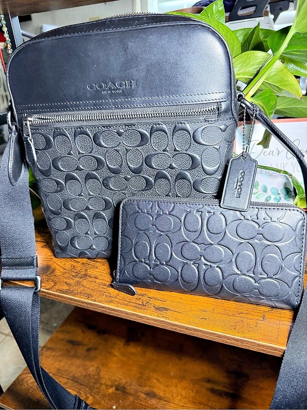 Coach Graham Pack in Signature Embossed Leather Black Crossbody Bag